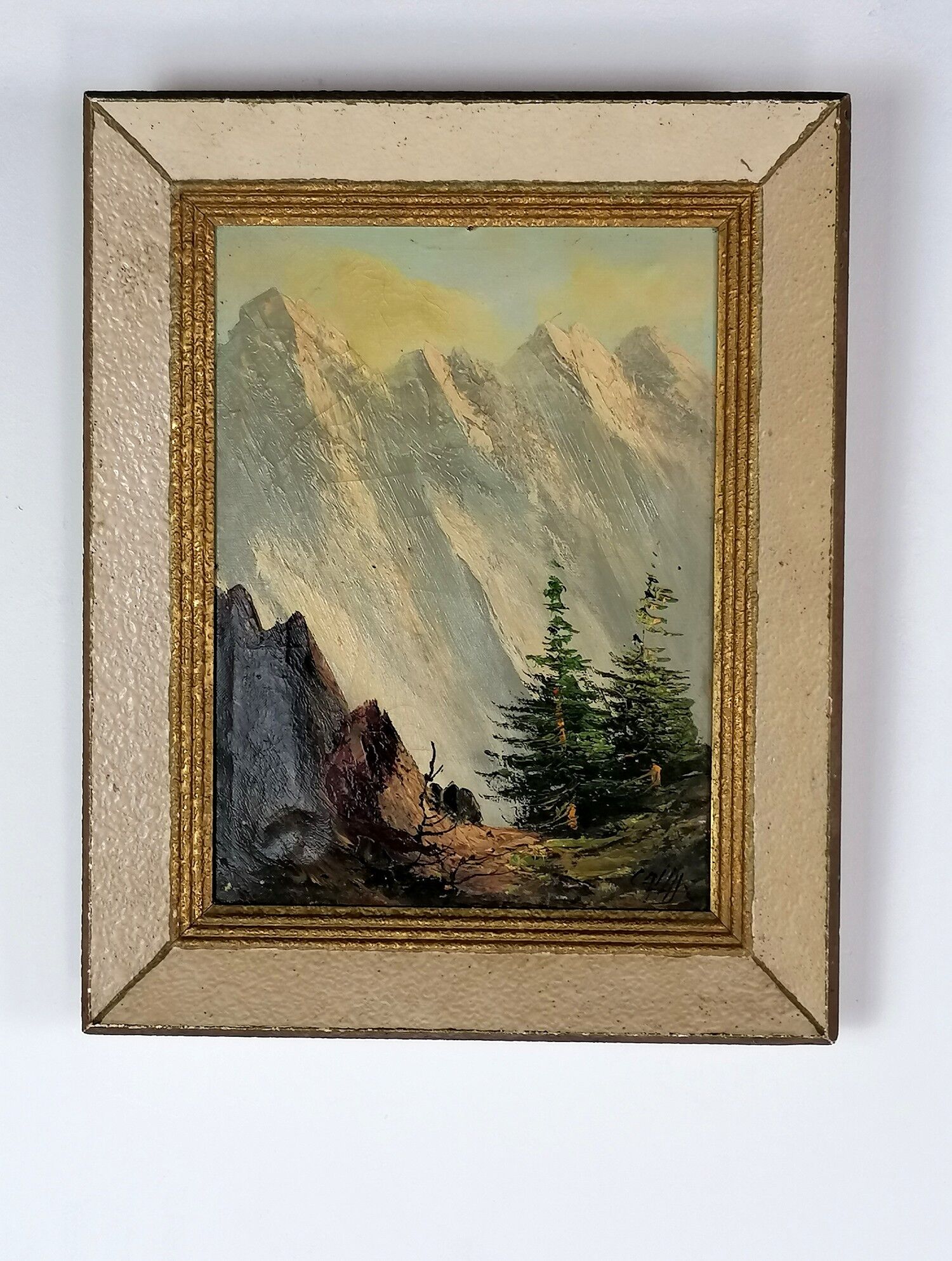 Oil on canvas painting view of the mountain