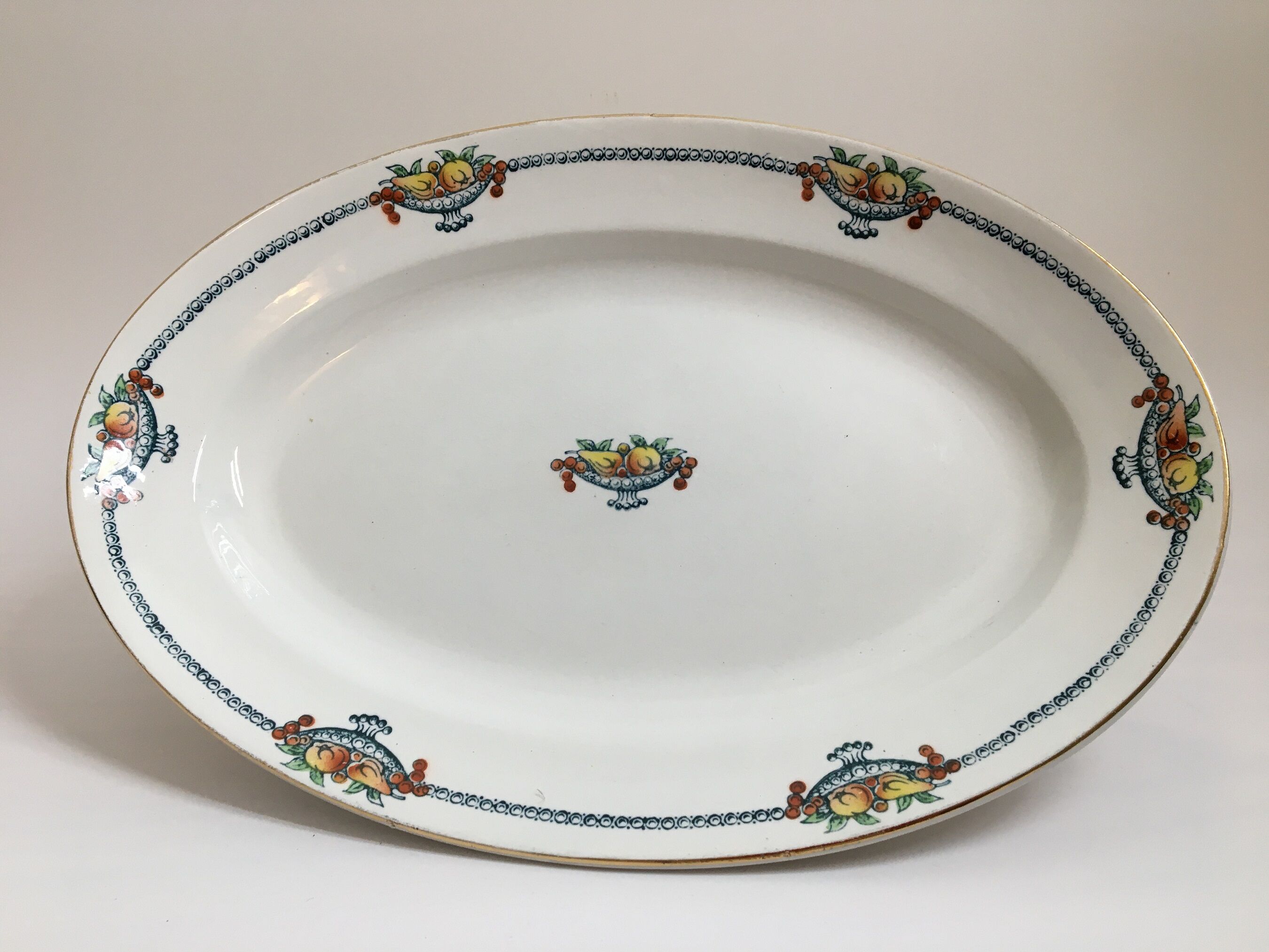 Oval Service Dish "Société des Grands Etablissements Céramique St Amand"