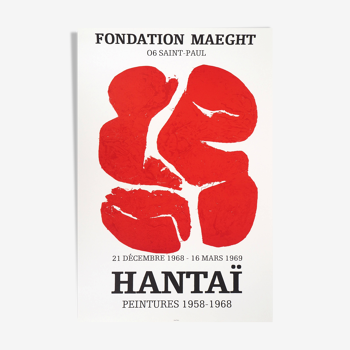 Simon HANTAI   - Composition rouge, 1968 - Affiche lithographique