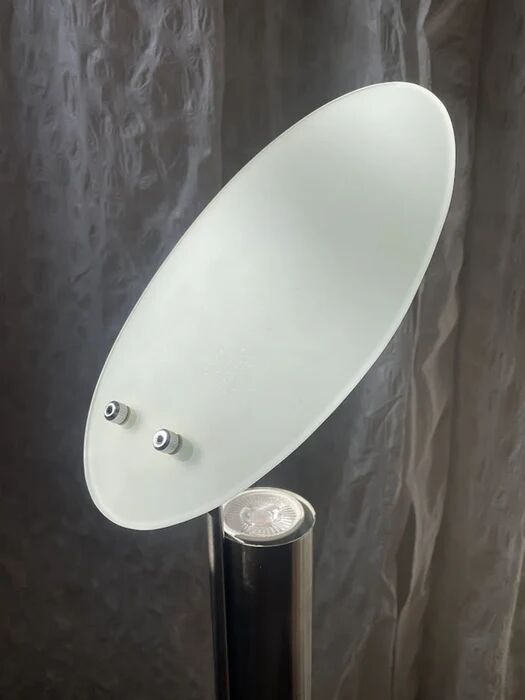 Adjustable frosted glass disc table lamp, France 1990s