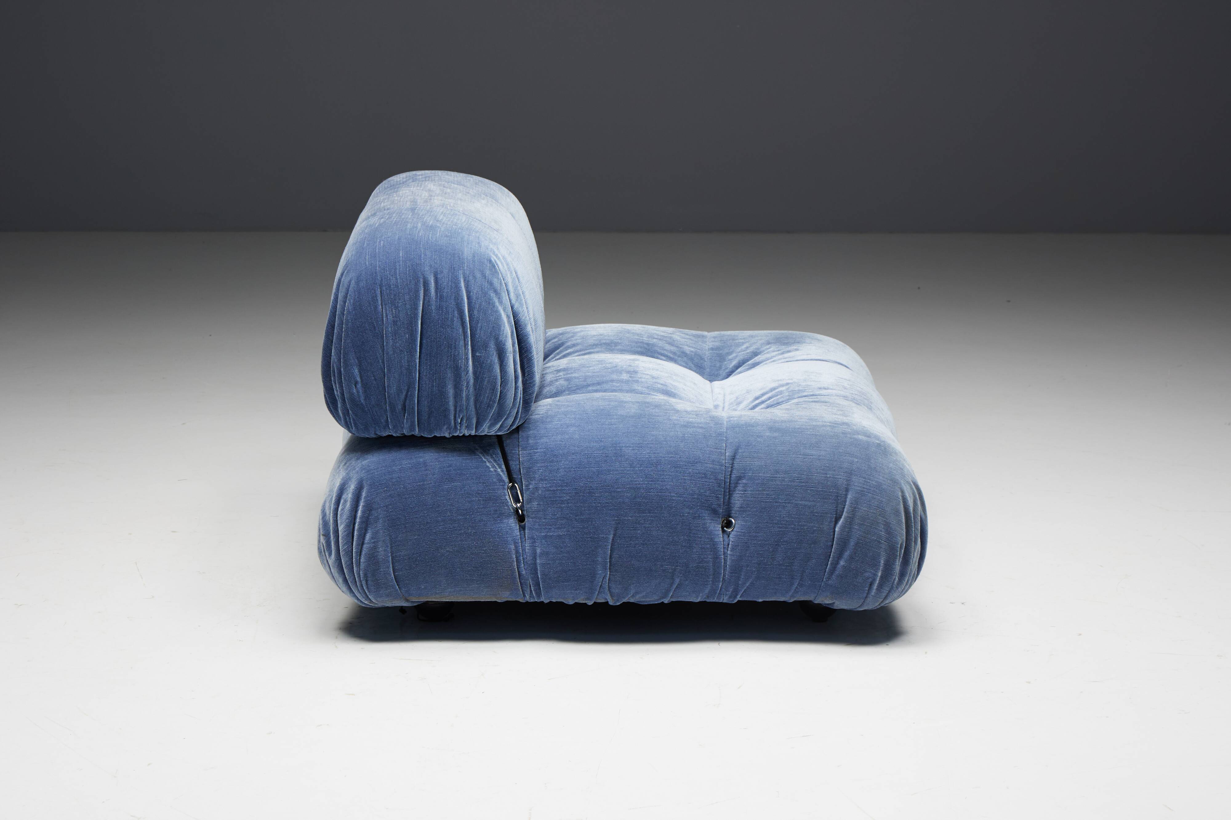 Blue Velvet Camaleonda Sofa by Mario Bellini for B&B Italia, Italy, 1970s