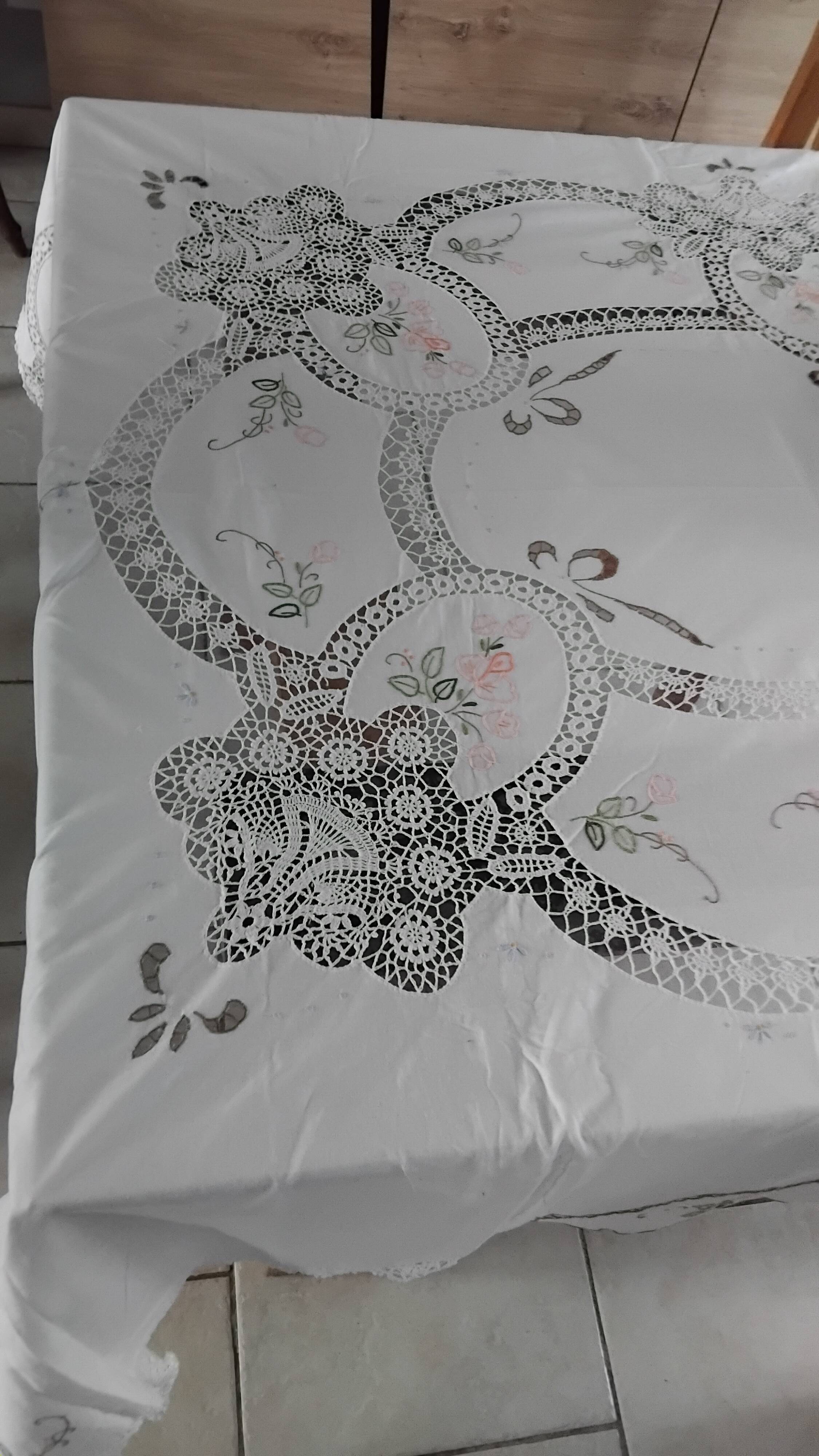 Vintage embroidered old tablecloth