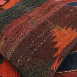 Kilim pillow cover handwoven deep red wool scatter cushion 41x41cm