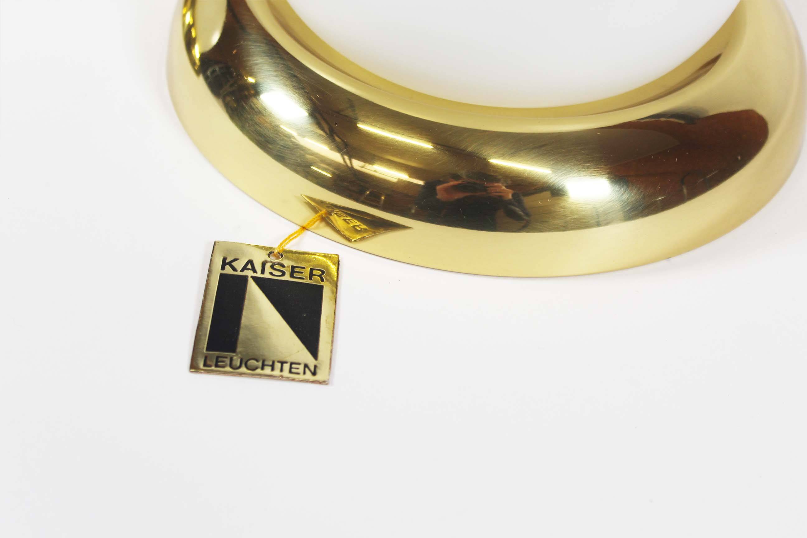 Pair of opaline glass and brass vintage wall lights by Kaiser