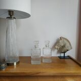 Set of 2 glass whiskey decanters