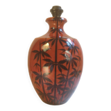 Ochre ceramic lamp base with bamboo decoration