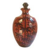 Pied de lampe en céramique ocre à décor de bambou