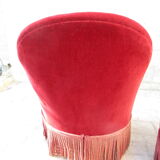 Pair of red velvet toad chairs