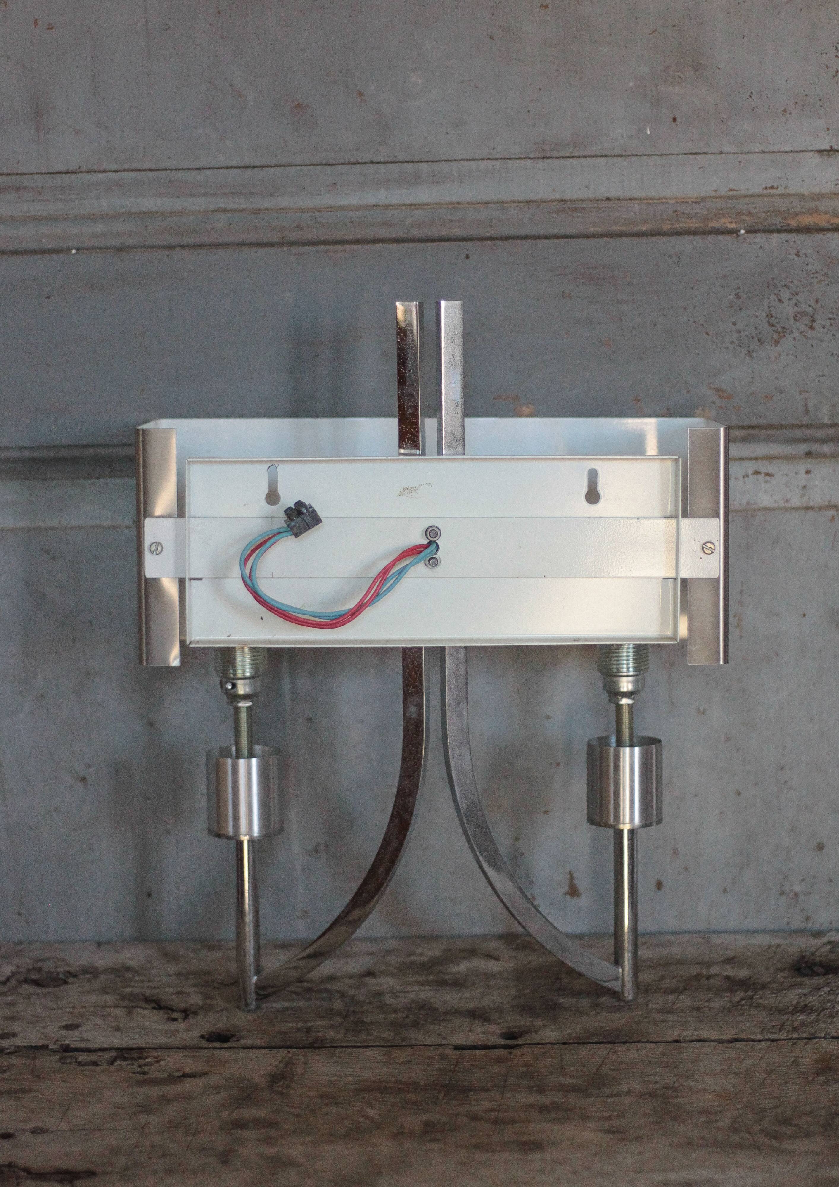 Vintage wall light, chrome steel wall light, Jean Gandelin wall light