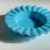 Cendrier verre opalin bleu vintage
