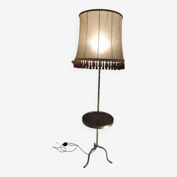 Lampadaire liseuse années 60 tripode en laiton avec table