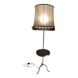 Lampadaire liseuse années 60 tripode en laiton avec table