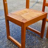 Set of 8 chairs in elm and straw by Maison Regain