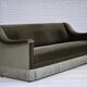 1970s, Danish 3-seater sofa, green furniture velour, beech wood.