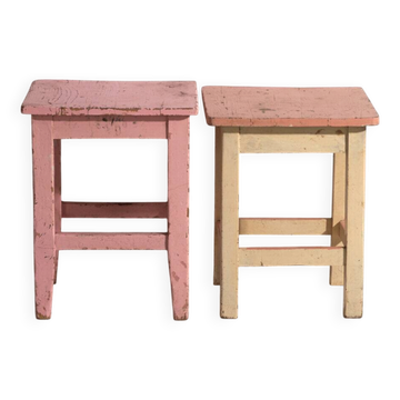 Tables de chevet anciennes en bois de pin – Europe centrale, vers 1940 #16