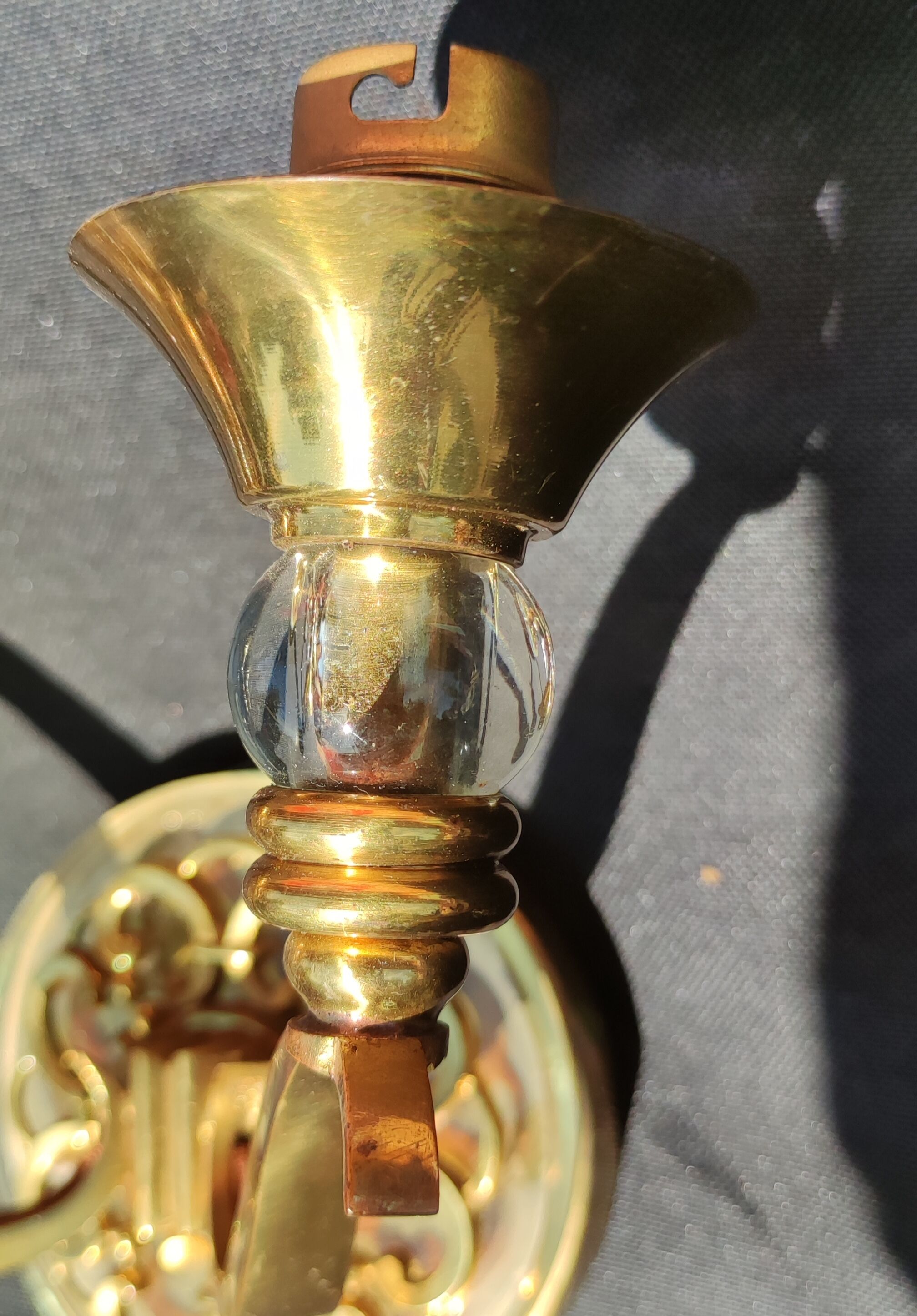 Pair of bronze and glass/neoclassical wall lamps