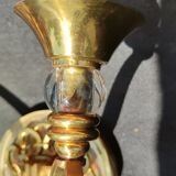 Pair of bronze and glass/neoclassical wall lamps