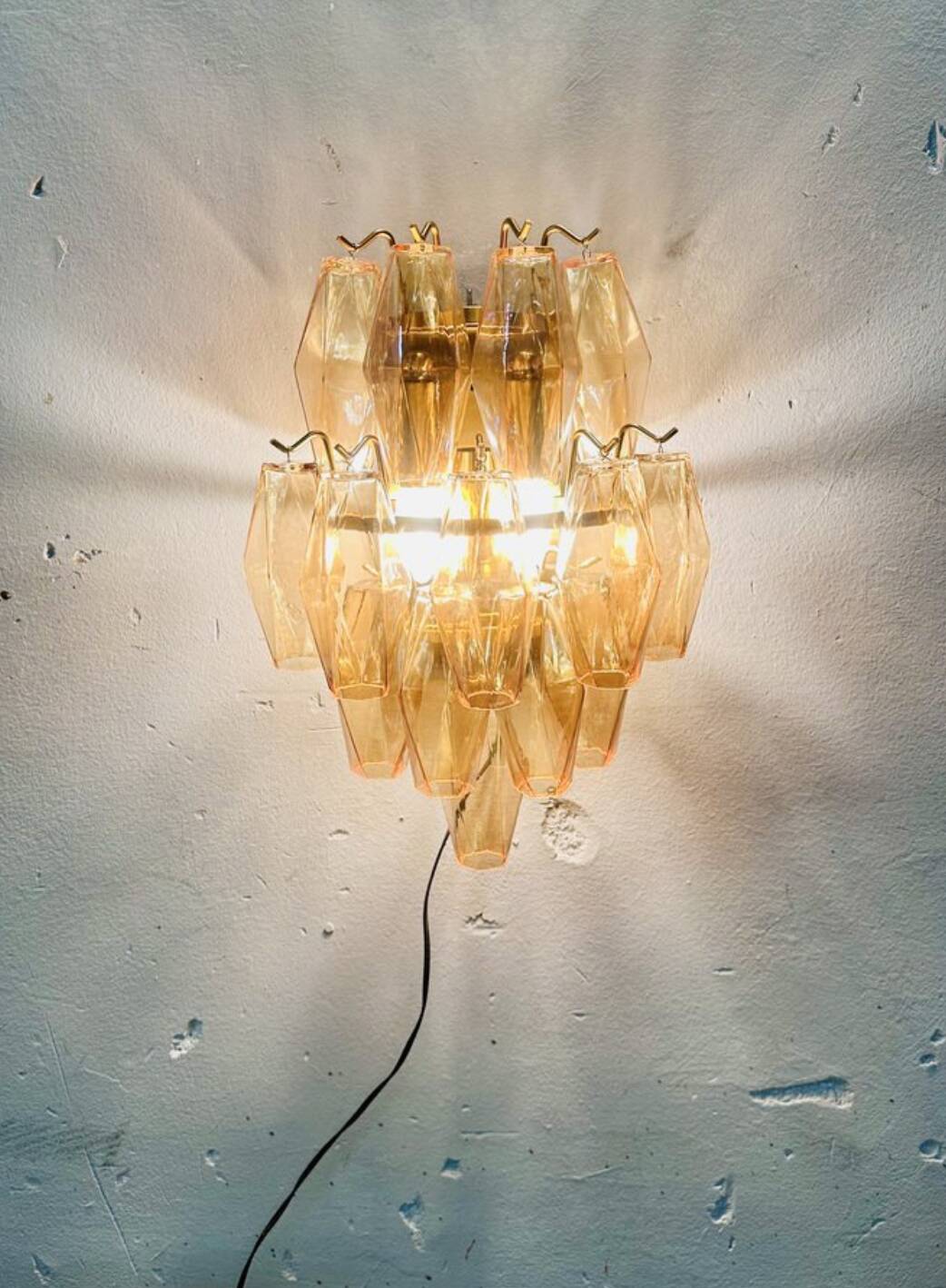 Applique da parete in vetro di Murano, anni '70, set di 2