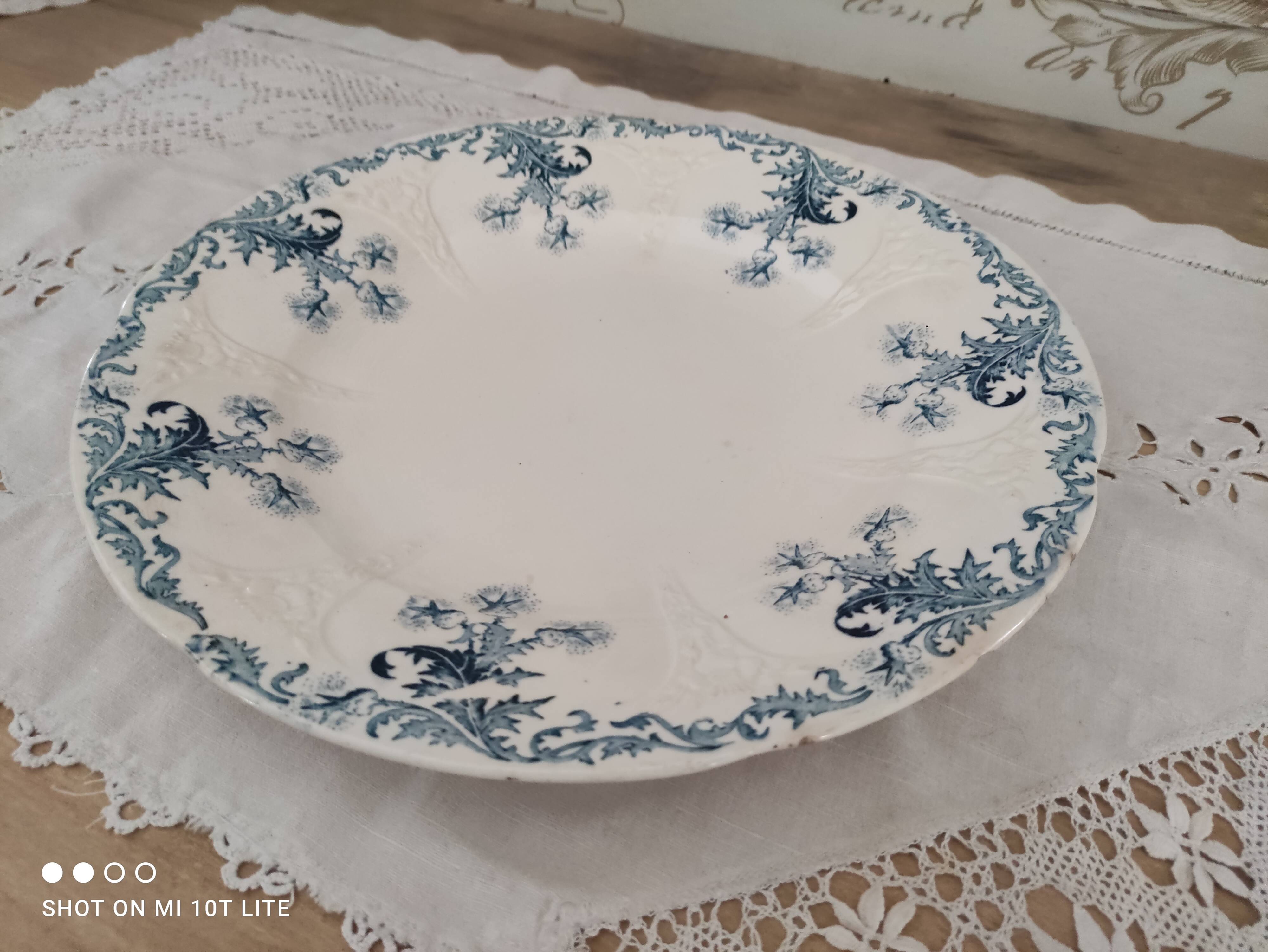 Round dish 2 in old earthenware from Longwy Lorrain model