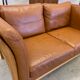 Vintage Danish 2 person sofa in cognac leather with oak frame
