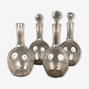 Set of four crystal decanters of the same model