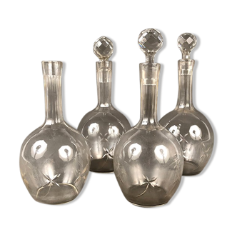 Set of four crystal decanters of the same model