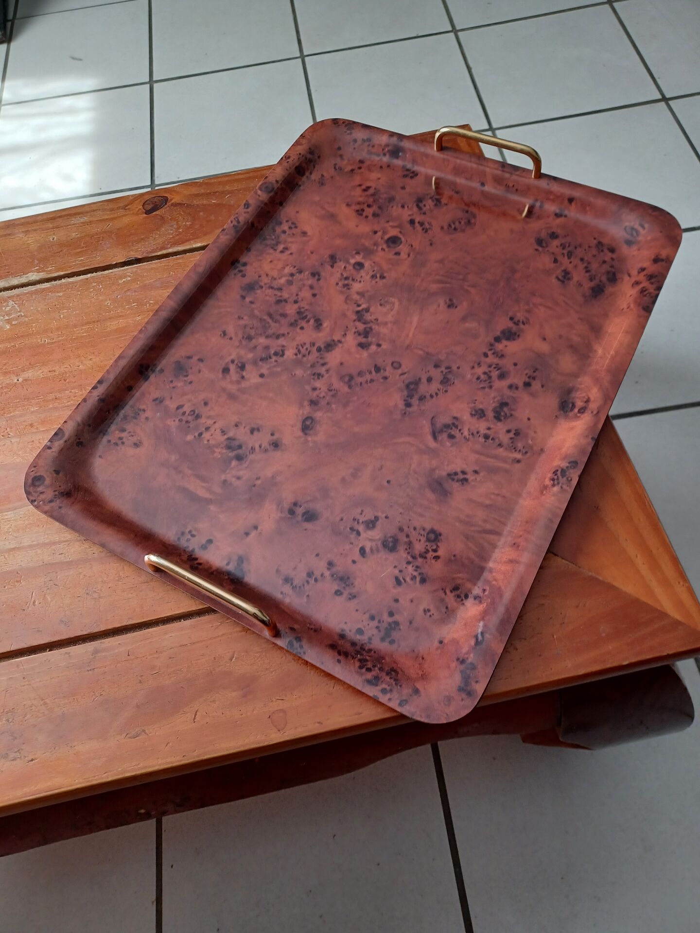 Plateau de service avec anses vintage