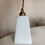 Modernist art deco bathroom pendant lamp in opaline