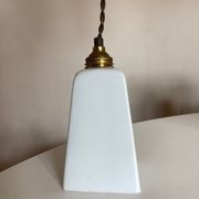 Modernist art deco bathroom pendant lamp in opaline