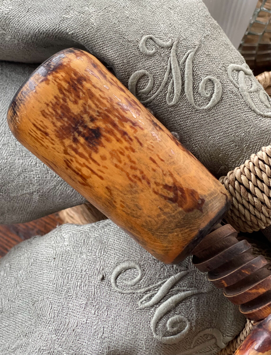 Old wooden corkscrew