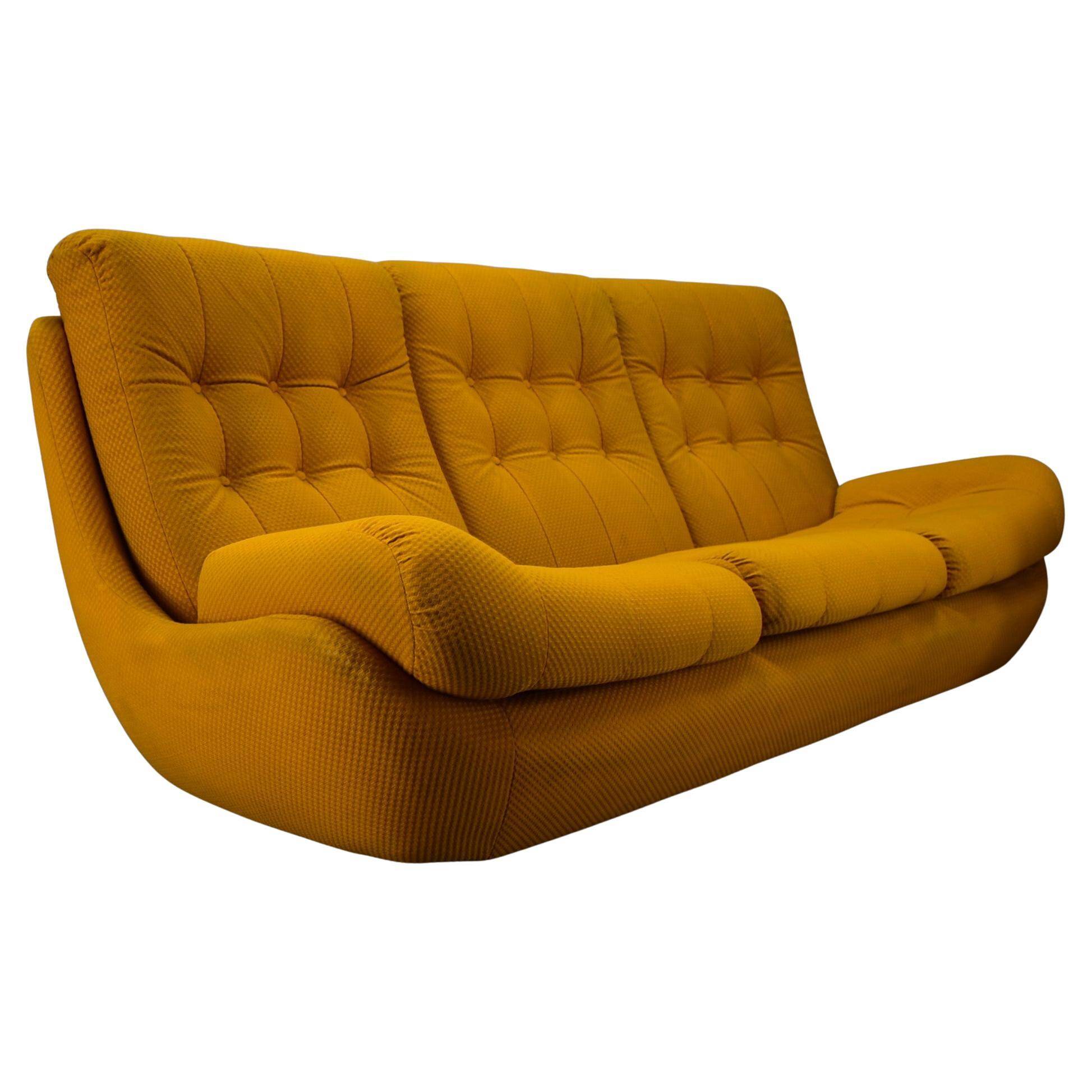 20th century, yellow Atlantis three-seater sofa, 1960s