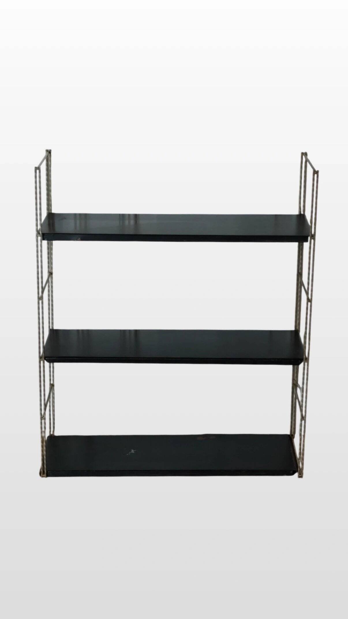 1960s black string wall shelf