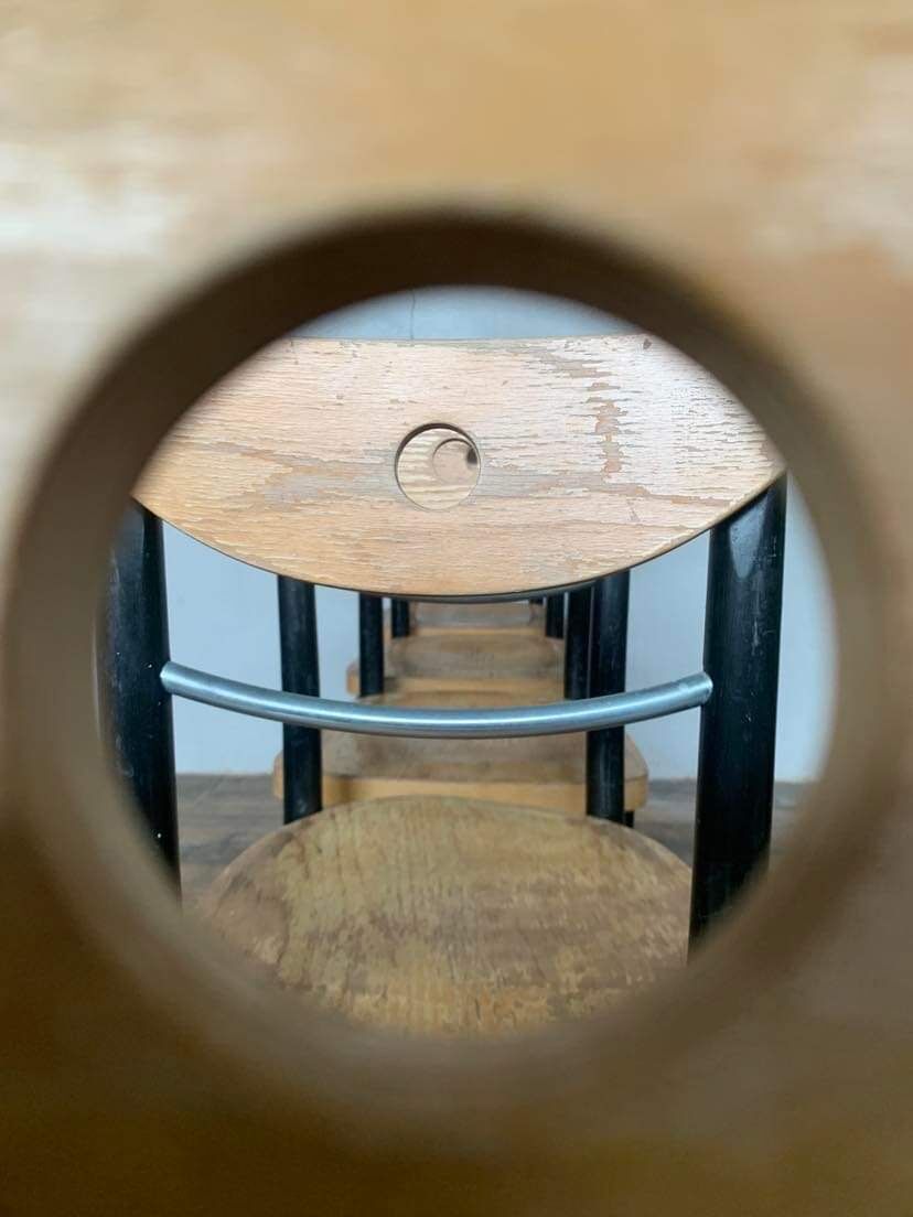 Series Set of 6 vintage bistro chairs in curved wood