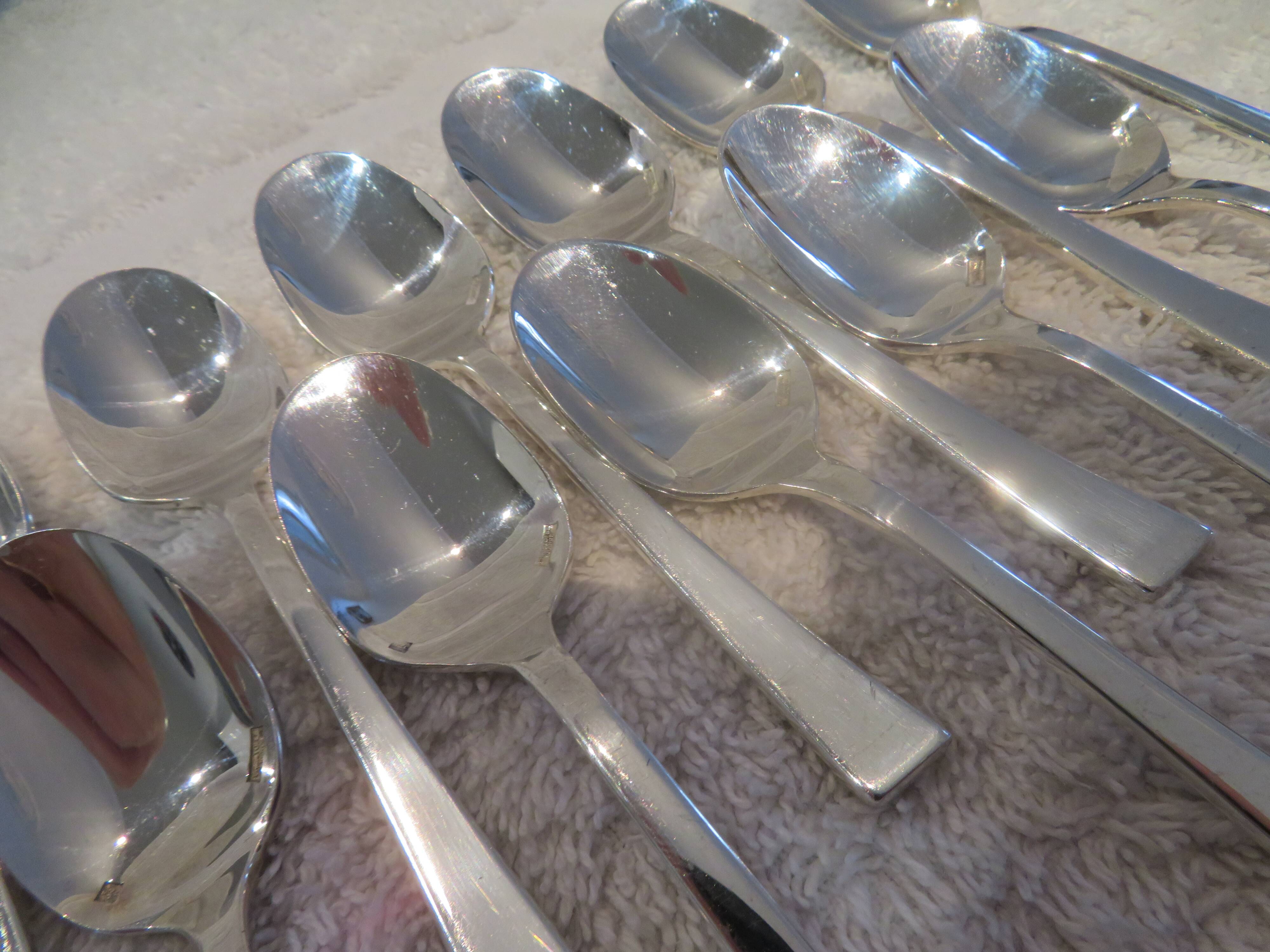 12 Christofle Concorde silver-plated mocha spoons, 10.1 cm