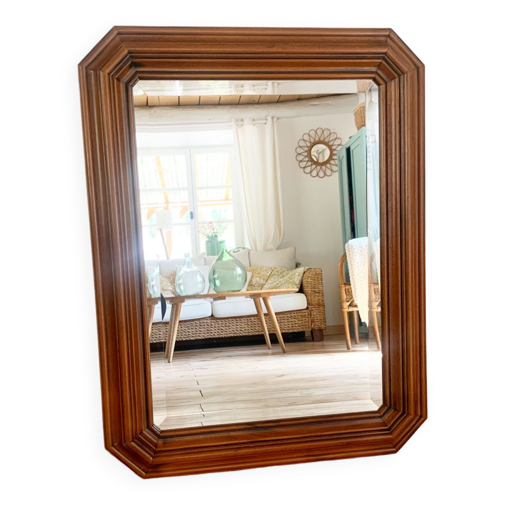 Miroir octogonal en bois