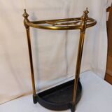 Victorian style half-moon umbrella stand in brass and cast iron