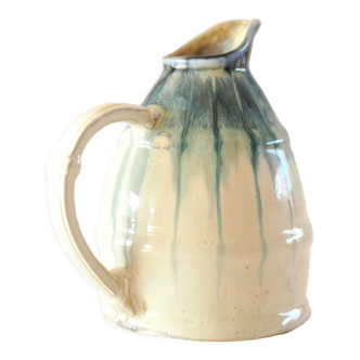 Turquoise and ecru decorative pitcher