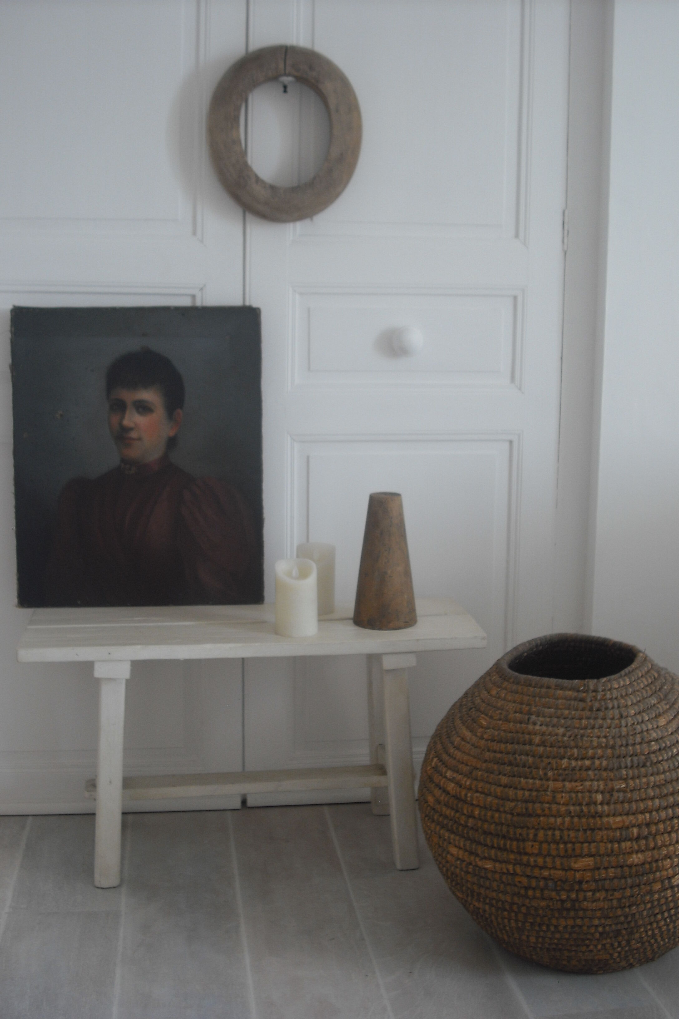 White patinated bench