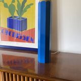Michel Aroutcheff, postmodern blue Pencil table lamp, Ed. Vilac France 1980