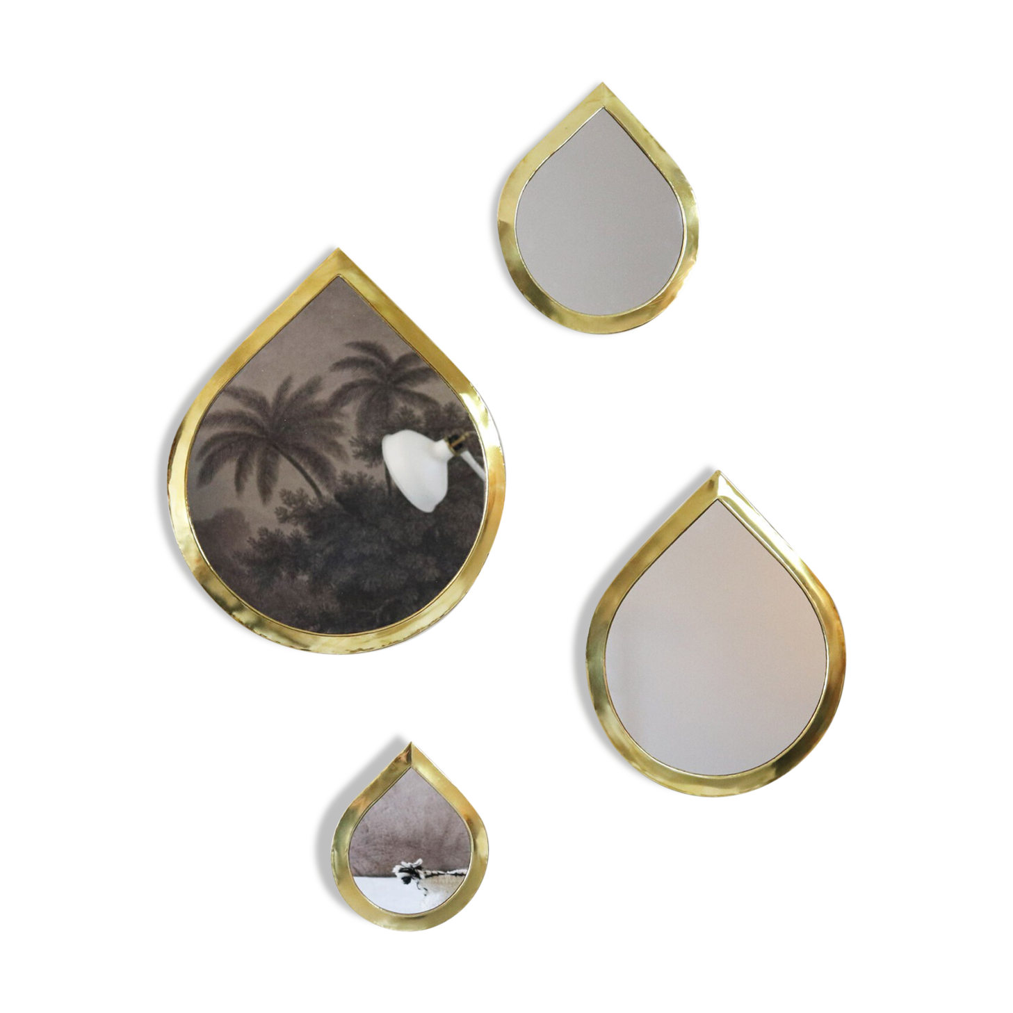 Set of 4 brass mirrors