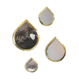 Set of 4 brass mirrors