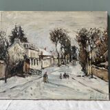 Old painting snow landscape signed
