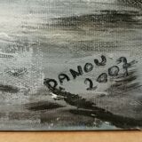Table signed danou . oil on canvas tanzania volcanic eruption july 2004