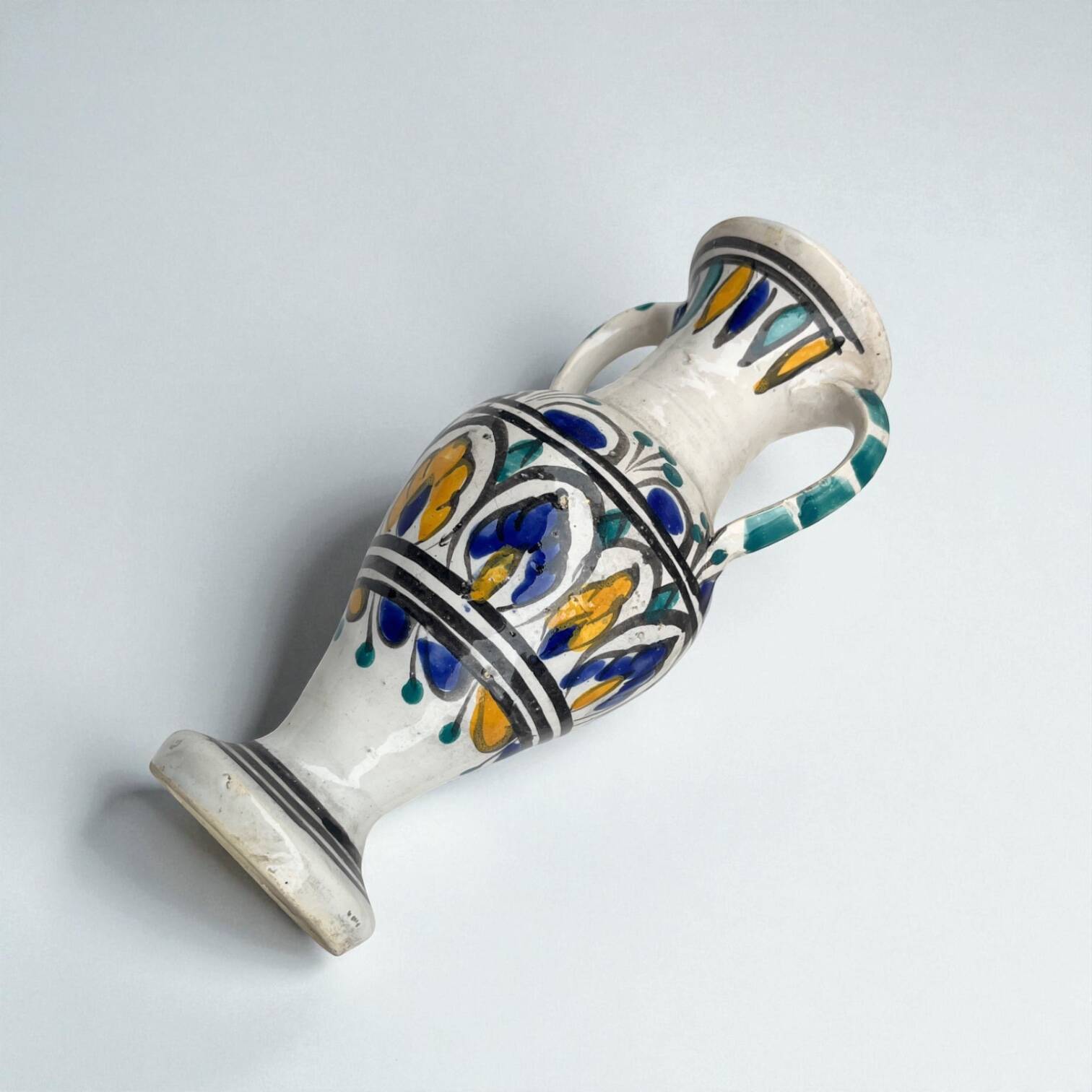 Vintage hand-painted Mediterranean ceramic vase - Berber vase