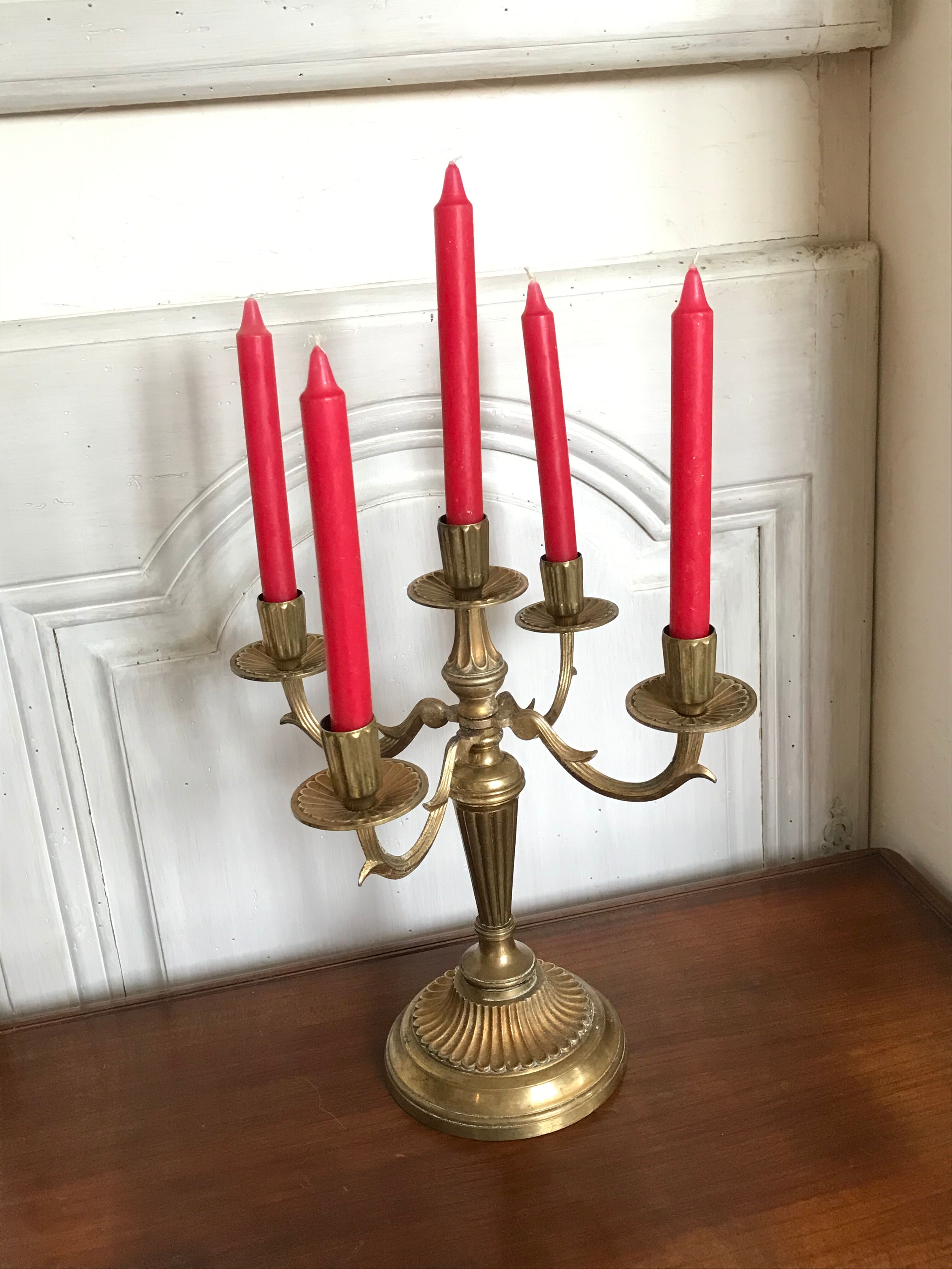 Pair of golden brass candlesticks