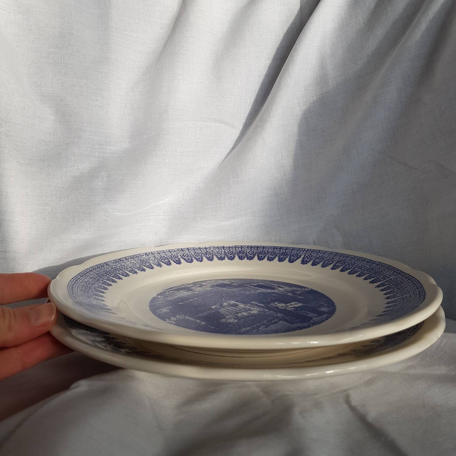 Ensemble de 2 assiettes à dîner en pierre de fer sous glaçure fabriquées en Italie