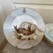 Antique 6x Sèvres Porcelain Plates Lahore & Basket 19th Century Hunting