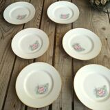 6 small plates signed Limoges France with nenuphar decor and golden border