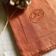 Antique pillowcase in linen and cotton terracotta