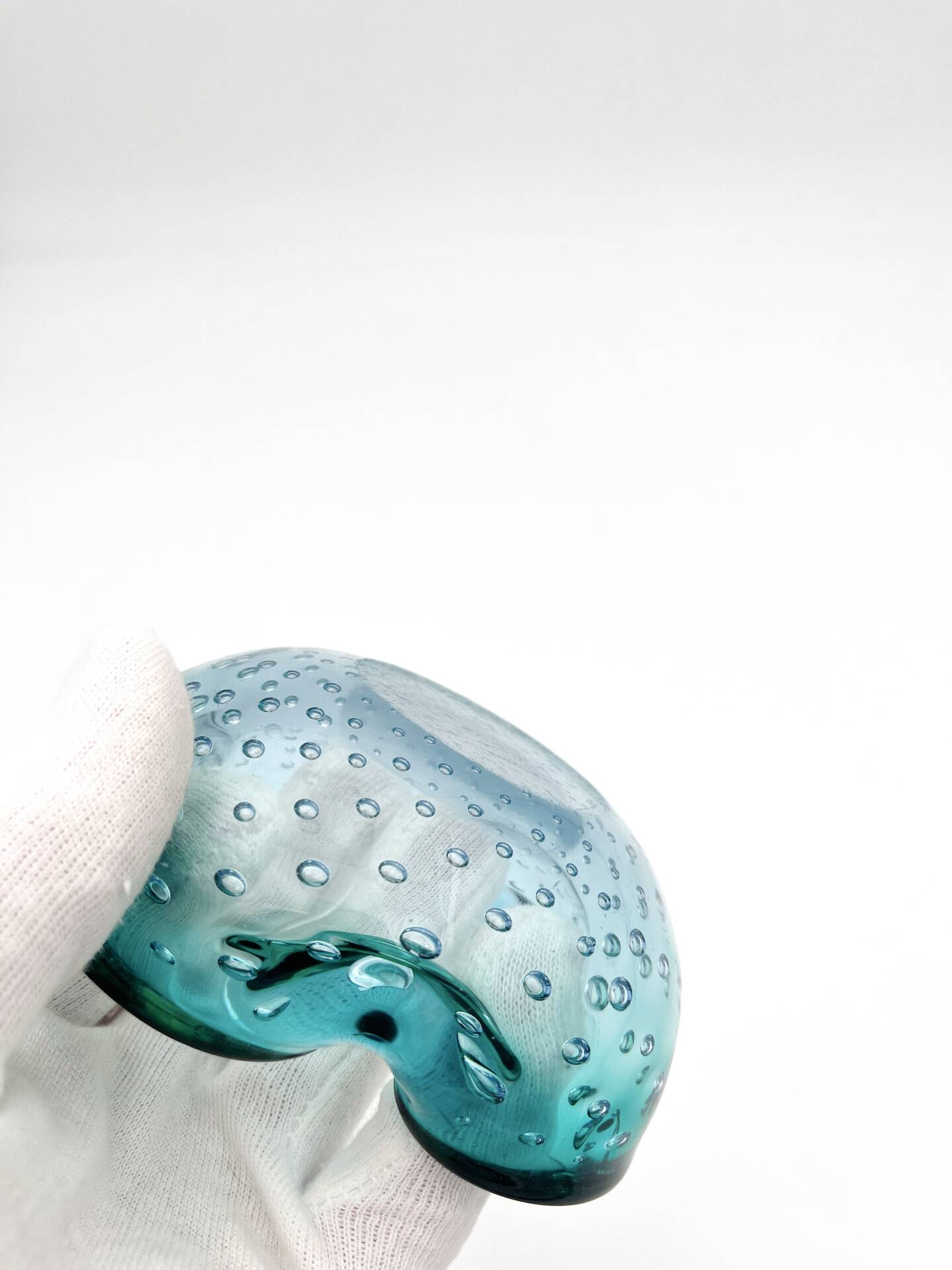 Murano Bullicante Peacock Blue Vide-Poche Vintage 60s 70s Art Glass